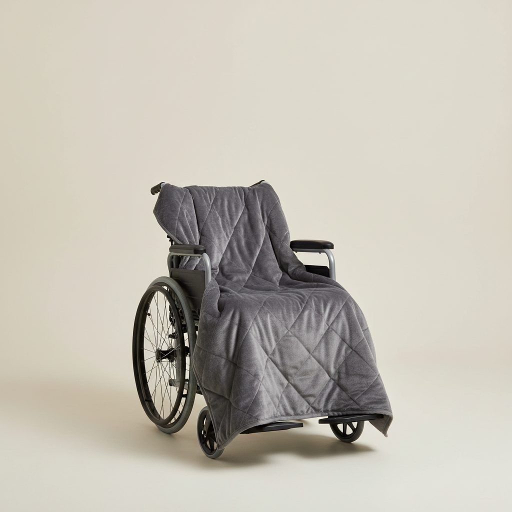 Weighted blanket on wheelchair