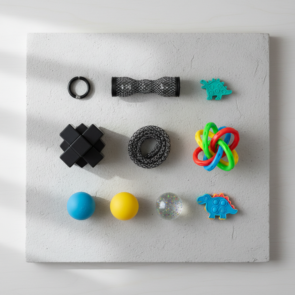 All 12 fidget tools displayed