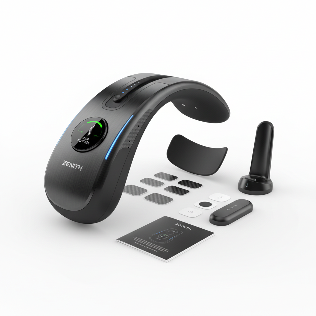 Smart posture corrector device on white background